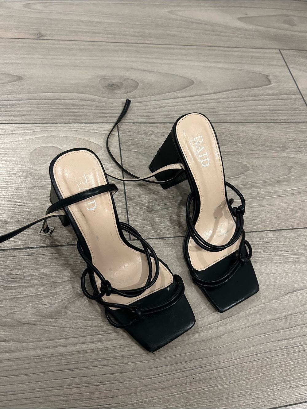 Black Strappy Block Heel Sandals